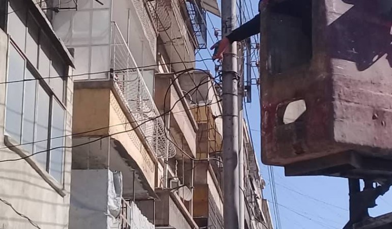 إزالة التعديات على الشبكة في الكلاسة والأنصاري بحلب