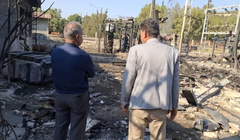 خروج عدد من المنشآت الحيوية من الخدمة في مناطق من مصياف نتيجة العدوان الصهي.وني على محافظة حماه