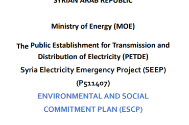 Syria Electricity Emergency Project -ENVIRONMENTAL AND SOCIAL COMMITMENT PLAN -Negotiated Version