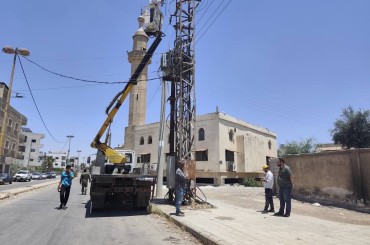 صيانة الخط المغذي لمدينة إزرع